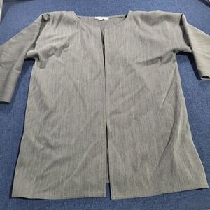 Zoran Gray Herringbone 100 Percent Wool Open Front Duster Cardigan One Size